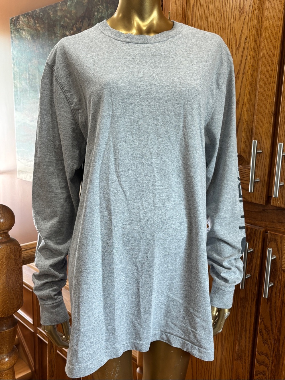 Carhartt Heather Gray Tee with Gold Logo Print